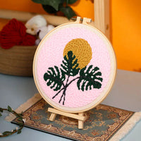 AOOKMIYA DIY Punch Needle Embroidery Kit with Yarn Floral Pattern Starter Kit Magic Tufting Set Poking Cross Stitch Tools For Knitting