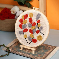 AOOKMIYA DIY Punch Needle Embroidery Kit with Yarn Floral Pattern Starter Kit Magic Tufting Set Poking Cross Stitch Tools For Knitting
