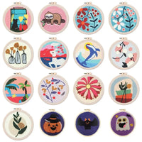 AOOKMIYA Punch Needle Embroidery Starter Kits Punch Needle Tool Threader Fabric Embroidery Hoop Yarn Rug Punch Needle 20x20cm Diy Gift