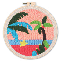AOOKMIYA Punch Needle Embroidery Starter Kits Punch Needle Tool Threader Fabric Embroidery Hoop Yarn Rug Punch Needle 20x20cm Diy Gift
