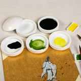 AOOKMIYA Sewacc Jewelry Tray Painting Supplies Ceramic Palette 5 Layers Porcelain Watercolor Palette Mixing Trays Set Paint Tray