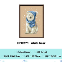 AOOKMIYA White bear cross stitch kit cute animal18ct 14ct 11ct flaxen linen fabric cloth cotton thread embroidery DIY handmade home decor