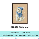 AOOKMIYA White bear cross stitch kit cute animal18ct 14ct 11ct flaxen linen fabric cloth cotton thread embroidery DIY handmade home decor