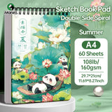 AOOKMIYA Marie's 9x12in Art Sketch Book Pad,1pc A4 108lb/160gsm 60 Sheets Pad with Double-Side Spiral Bound for Painting,Sketching,Marker