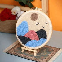 AOOKMIYA DIY Punch Needle Embroidery Kit with Yarn Floral Pattern Starter Kit Magic Tufting Set Poking Cross Stitch Tools For Knitting