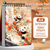 AOOKMIYA Marie's 9x12in Art Sketch Book Pad,1pc A4 108lb/160gsm 60 Sheets Pad with Double-Side Spiral Bound for Painting,Sketching,Marker
