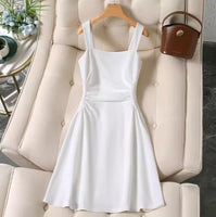 AOOKDRESS White halter dress children summer small man high-grade French pure to slimming waist small white skirt