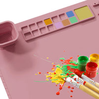 Silicone Painting Mat Washable Craft Graffiti Painting Mat Children'S DIY Painting With Cleaning Cup  Pigment Painting Pad