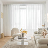 Solid White Sheer Curtains For Living Room Feel Smooth And Soft Touch Luxurious Scratch resistant Sheer Bedroom Window Curtains