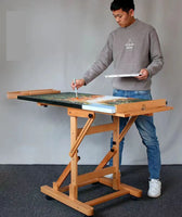 Solid Wood Hand Cranked Artist Easel Stand Floor Mounted Rack For Painting  Liftable Horizontal Vertical Dual