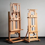 AOOKMIYA Solid Wood Hand Cranked Artist Easel Stand Floor Mounted Rack For Painting Liftable Horizontal Vertical Dual-Purpose Art Tools