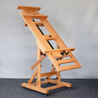 AOOKMIYA Solid Wood Hand Cranked Artist Easel Stand Floor Mounted Rack For Painting Liftable Horizontal Vertical Dual-Purpose Art Tools