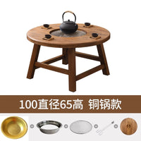 Solid wood charcoal stove around the stove to cook tea table folding chair combination outdoor barbecue hot pot