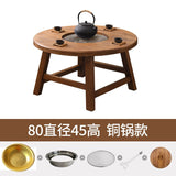 Solid wood charcoal stove around the stove to cook tea table folding chair combination outdoor barbecue hot pot