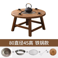 Solid wood charcoal stove around the stove to cook tea table folding chair combination outdoor barbecue hot pot