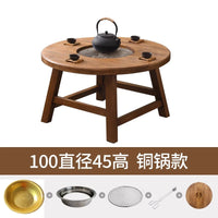 Solid wood charcoal stove around the stove to cook tea table folding chair combination outdoor barbecue hot pot