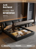 AOOKMIYA Soufflé black leather bed master bedroom high-end atmosphere modern simple air pressure storage minimalist soft bag double weddi