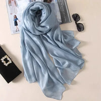 Spring New Linen Long Sunscreen Summer Beach Scarf Shawl Cotton Linen Solid Color Pearl Light Gift Silk Women Wraps Accessories