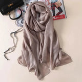 Spring New Linen Long Sunscreen Summer Beach Scarf Shawl Cotton Linen Solid Color Pearl Light Gift Silk Women Wraps Accessories