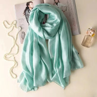 Spring New Linen Long Sunscreen Summer Beach Scarf Shawl Cotton Linen Solid Color Pearl Light Gift Silk Women Wraps Accessories