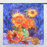 Spring Silk Scarves for Women Digital Print Sunflower Shawls Foulard Femme Luxury Designer Wraps Van Gogh Oil Paint Hijab Scarf