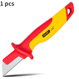 Straight/Curved Hook Sickle Wire Cable Knife VDE 1000V Cable Stripping Knife Steel Blade Insulated Electrician Knife Hand Tools
