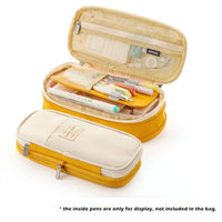 Student Case, Pencil Travel Pocket Cosmetic Organizer Bag Canvas Classic Angoo Storage For Stationery [c-block] Pen Fold