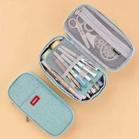 Student Case, Pencil Travel Pocket Cosmetic Organizer Bag Canvas Classic Angoo Storage For Stationery [c-block] Pen Fold