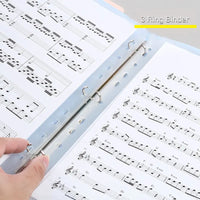 Student Piano Music Binder, Folha A4, Pasta de Documento, Inserção Transparente, Pasta de Partituras, 3 Ring Binder