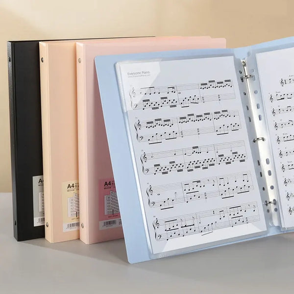 Student Piano Music Binder, Folha A4, Pasta de Documento, Inserção Transparente, Pasta de Partituras, 3 Ring Binder