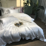 Super soft silk cotton Bedding Sets 4pcs white color Bed Linen Duvet Cover Bed Sheet Pillowcase