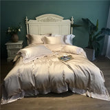 Super soft silk cotton Bedding Sets 4pcs white color Bed Linen Duvet Cover Bed Sheet Pillowcase