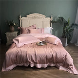 Super soft silk cotton Bedding Sets 4pcs white color Bed Linen Duvet Cover Bed Sheet Pillowcase