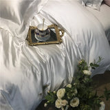 Super soft silk cotton Bedding Sets 4pcs white color Bed Linen Duvet Cover Bed Sheet Pillowcase