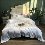 Super soft silk cotton Bedding Sets 4pcs white color Bed Linen Duvet Cover Bed Sheet Pillowcase