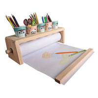 AOOKMIYA Tabletop Paper Roll Dispenser Children Wooden Easel for Drawing Doodling