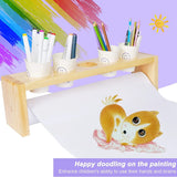 AOOKMIYA Tabletop Paper Roll Dispenser Children Wooden Easel for Drawing Doodling