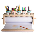 AOOKMIYA Tabletop Paper Roll Dispenser Children Wooden Easel for Drawing Doodling