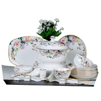 AOOKMIYA Tableware set wholesale Jingdezhen Ceramic tableware 60 head fog to see flowers European tableware Dish Set customization