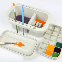 AOOKMIYA AOOKMIYA  Three-piece Multi-function Pen Wash Bucket with Palette Paint Box Gouache Watercolor Acrylic Pen Wash Container Color Box