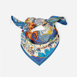 Twill Silk Scarf Woman Colorful Painting Square Scarves Wraps Bandana Small Hijab Silk Foulards Tie Headband Neckerchief 53CM