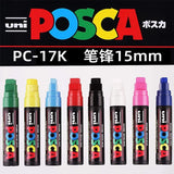 UNI-Posca PC-17K Marker Pen, Arte Japonesa, Mrker Canetas para Poster, Publicidade à base de água POP, Marcadores acrílicos Graffiti, 15mm