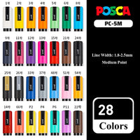 Uni Posca Paint Marker Pen Set, Graffiti Art Pen, Base de água, Graffiti Gift, PC-1M, 3m, 5m, 8K, 17K, 7, 8, 15, 16, 24, 29, 48 cores