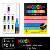 Uni Posca Paint Marker Pen Set, Graffiti Art Pen, Base de água, Graffiti Gift, PC-1M, 3m, 5m, 8K, 17K, 7, 8, 15, 16, 24, 29, 48 cores