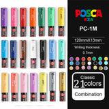 Uni Posca Paint Marker Pen Set, Graffiti Art Pen, Base de água, Graffiti Gift, PC-1M, 3m, 5m, 8K, 17K, 7, 8, 15, 16, 24, 29, 48 cores