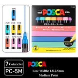 Uni Posca Paint Marker Pen Set, Graffiti Art Pen, Base de água, Graffiti Gift, PC-1M, 3m, 5m, 8K, 17K, 7, 8, 15, 16, 24, 29, 48 cores