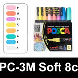 Uni Posca Paint Marker Pen Set, Graffiti Art Pen, Base de água, Graffiti Gift, PC-1M, 3m, 5m, 8K, 17K, 7, 8, 15, 16, 24, 29, 48 cores