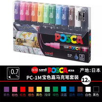 Uni Posca Paint Marker Pen Set, Graffiti Art Pen, Base de água, Graffiti Gift, PC-1M, 3m, 5m, 8K, 17K, 7, 8, 15, 16, 24, 29, 48 cores