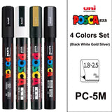 Uni Posca Paint Marker Pen Set, Graffiti Art Pen, Base de água, Graffiti Gift, PC-1M, 3m, 5m, 8K, 17K, 7, 8, 15, 16, 24, 29, 48 cores