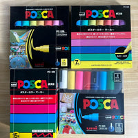 Uni Posca Paint Marker Pen Set, Graffiti Art Pen, Base de água, Graffiti Gift, PC-1M, 3m, 5m, 8K, 17K, 7, 8, 15, 16, 24, 29, 48 cores